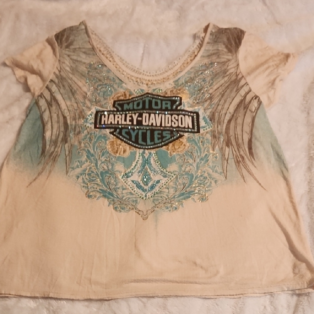Harley-Davidson Cream Textured Fabric